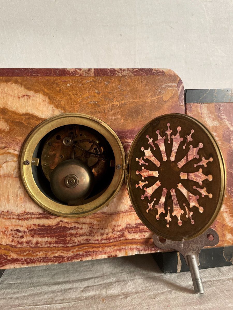 Marble And Brass Clock From The 1930s-photo-3