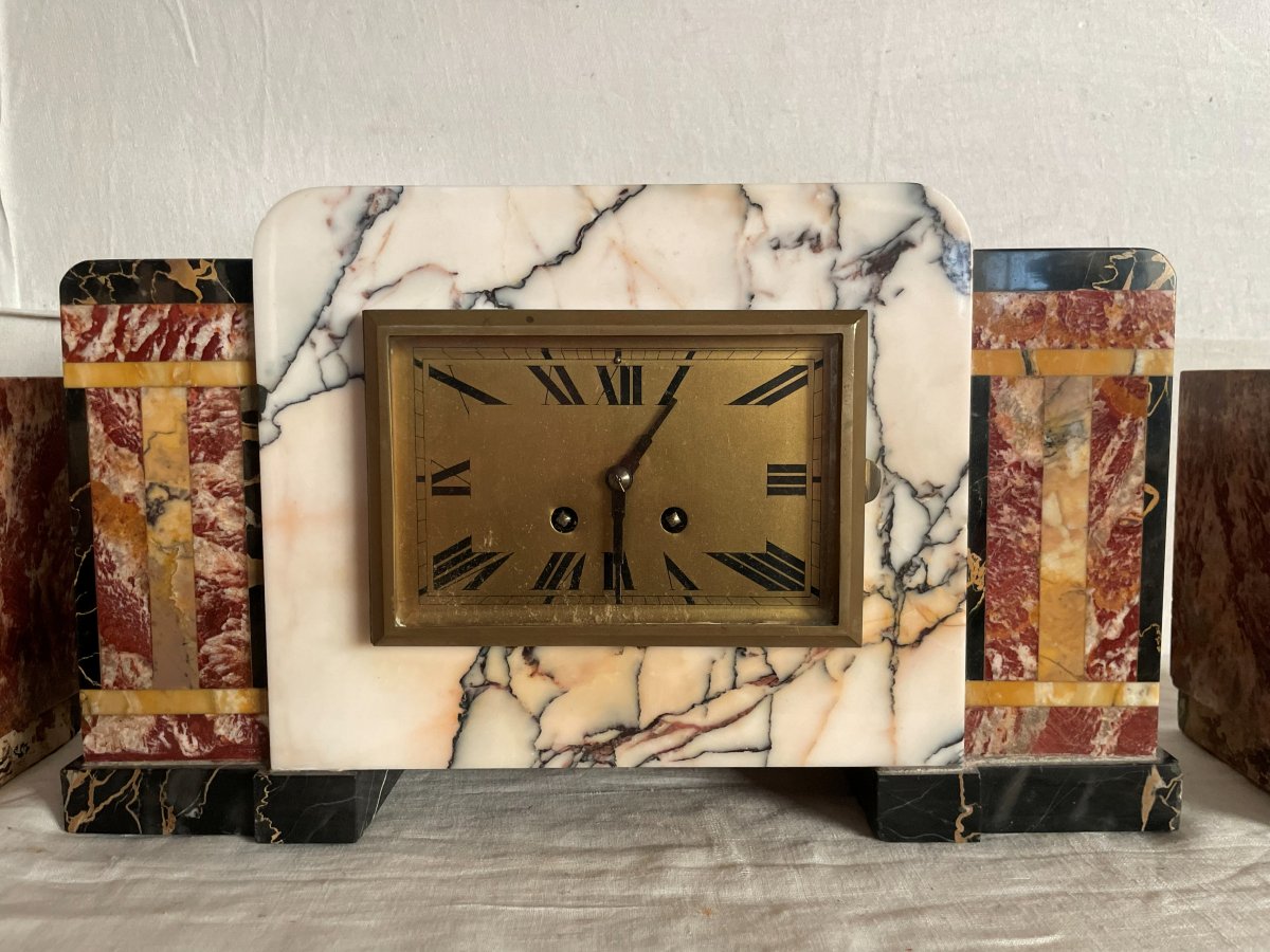 Marble And Brass Clock From The 1930s-photo-5