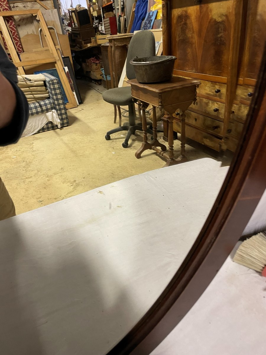 Miroir Ovale  1930 en placage de noyer -photo-3