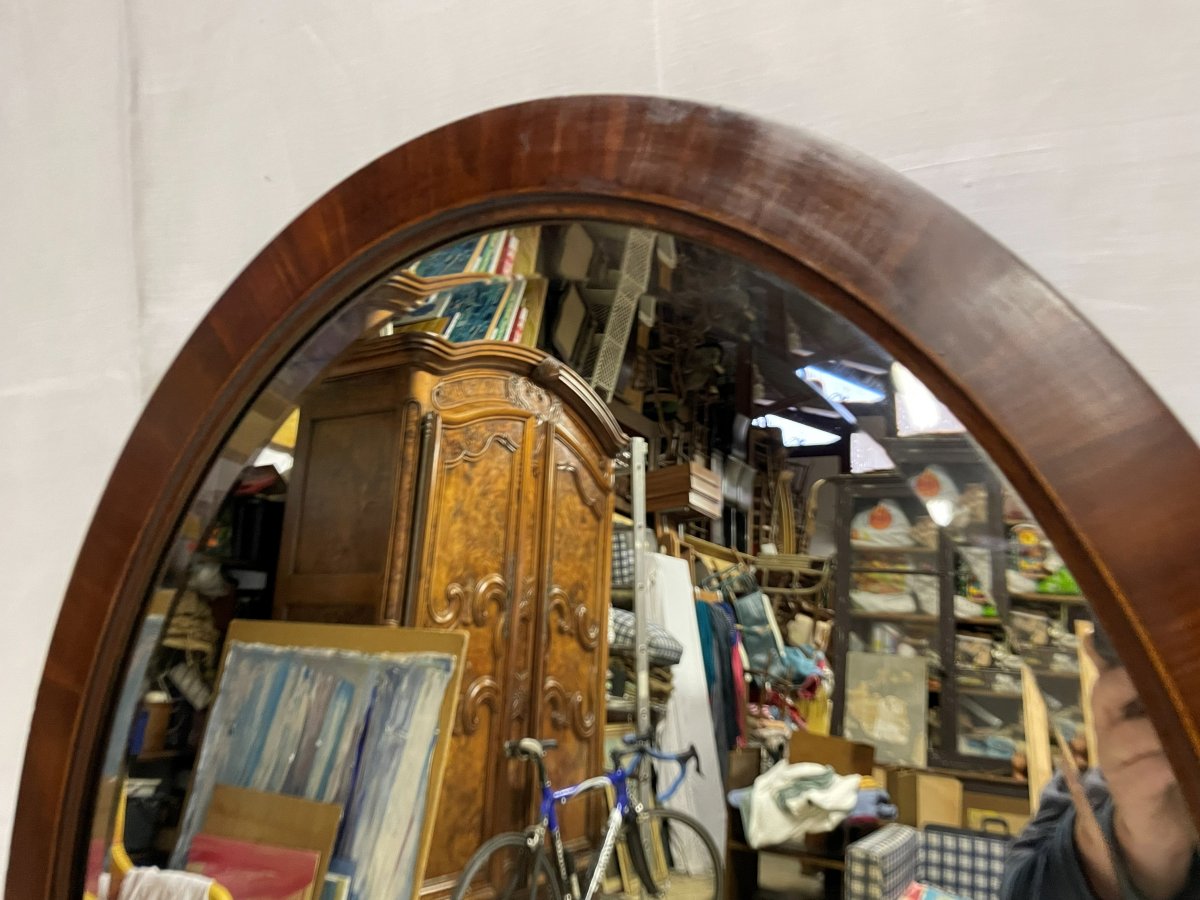 Miroir Ovale  1930 en placage de noyer -photo-4