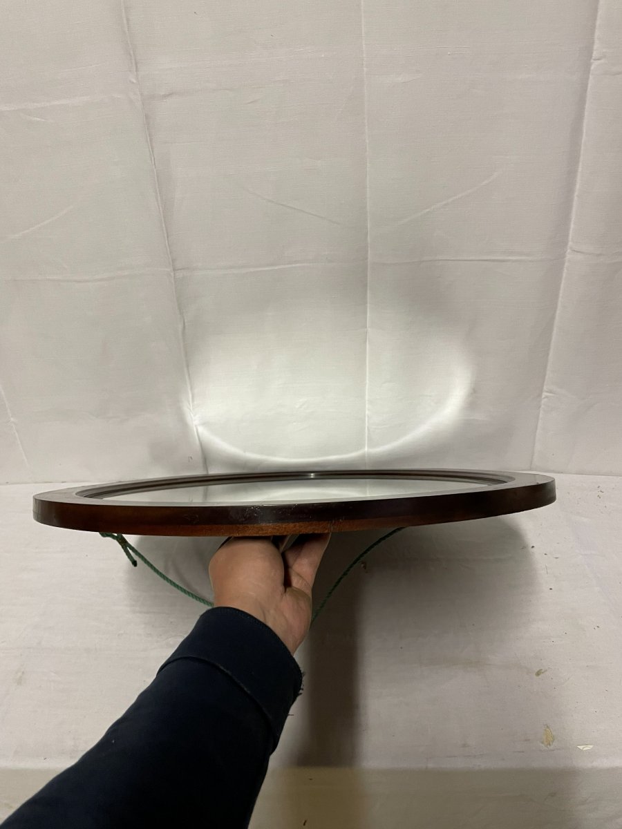 Miroir Ovale  1930 en placage de noyer -photo-3