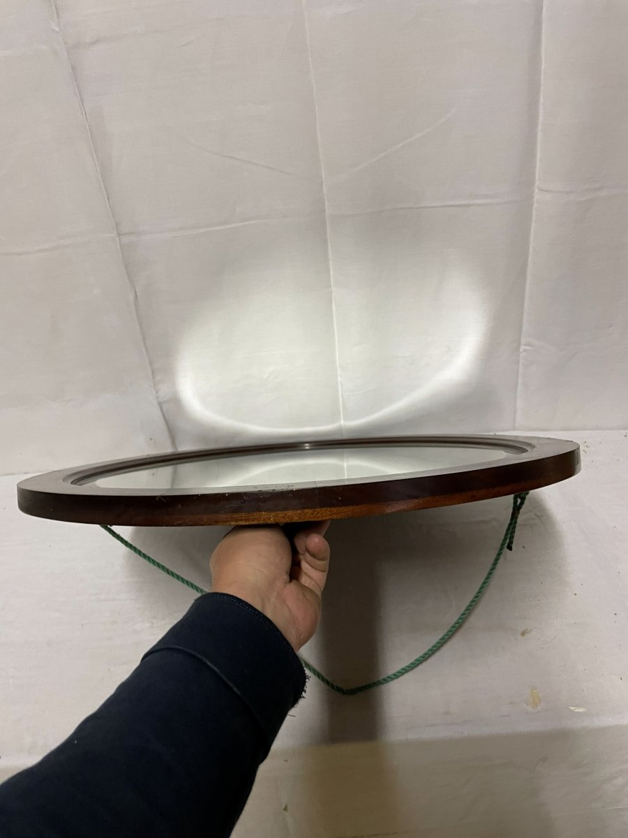 Miroir Ovale  1930 en placage de noyer -photo-5