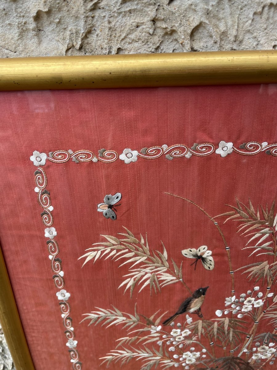 2 Embroidered Paintings & Gilded Frames-photo-3