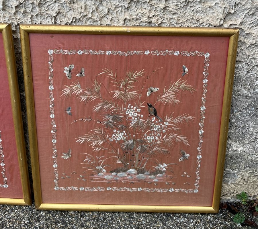 2 Embroidered Paintings & Gilded Frames-photo-5