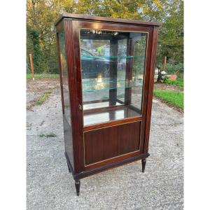 Small Wooden And Glass Silver Cabinet With All Its Shelves