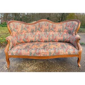 Petite Banquette Louis Philippe en bon état - Noyer massif - solide et stable