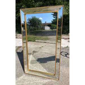 Vintage Mirror With Glazing Beads And Patterns From The 1950s And 60s In Gilded Wood And Glass In Good Condition. 