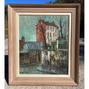 Painting Of Montmartre Rue Ravignan By Marcel Masson 1911-1988
