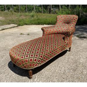 Very Comfortable, Unworn Napoleon III Chaise Longue, 2 Armrests / 4 Stable Legs