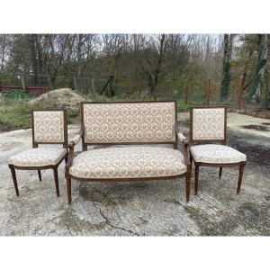 Banquette et 2 chaises style Louis XVI  en bon état