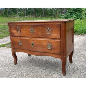 Commode sauteuse Louis XV en noyer massif