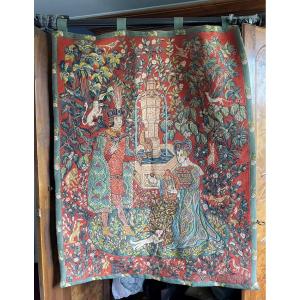 Tapisserie comme neuve ! 120x92cm par Roland Aknin Le roman de la rose