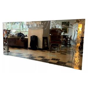 Grand Miroir 1950-60 et son cadre en bois 200x90cm