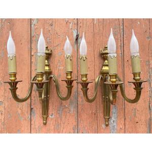 2 Bronze Wall Lights, L XVI Style, In Good Condition 