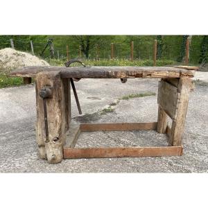 Etabli en bois du 19ème siècle hyper rustique / Vieux / Usé / et authentique !
