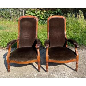 2 19th Century Voltaire Armchairs With Straight Backs