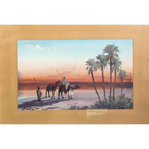 Orientalist Gouache Paintings, Signed Vincent Manago (1880-1936) 