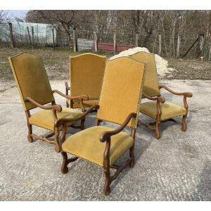 4 Louis XIII Style Armchairs