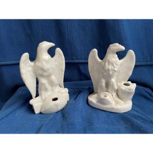 2 Aigles en porcelaine dur
