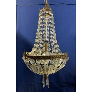 Lustre corbeille à pampilles