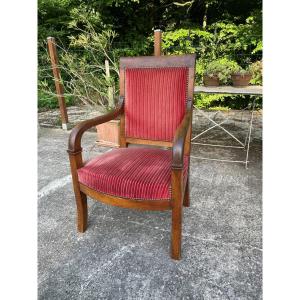 Fauteuil de 1820-30 en noyer massif 