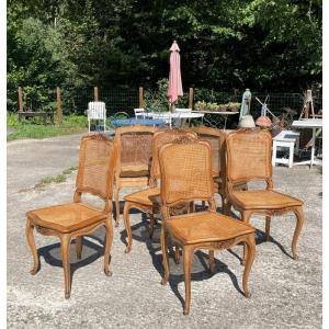 6 chaises style Louis XV et cannages d'origine