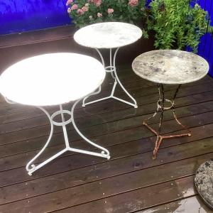 3 Iron Pedestal Tables, Late 19th Century.