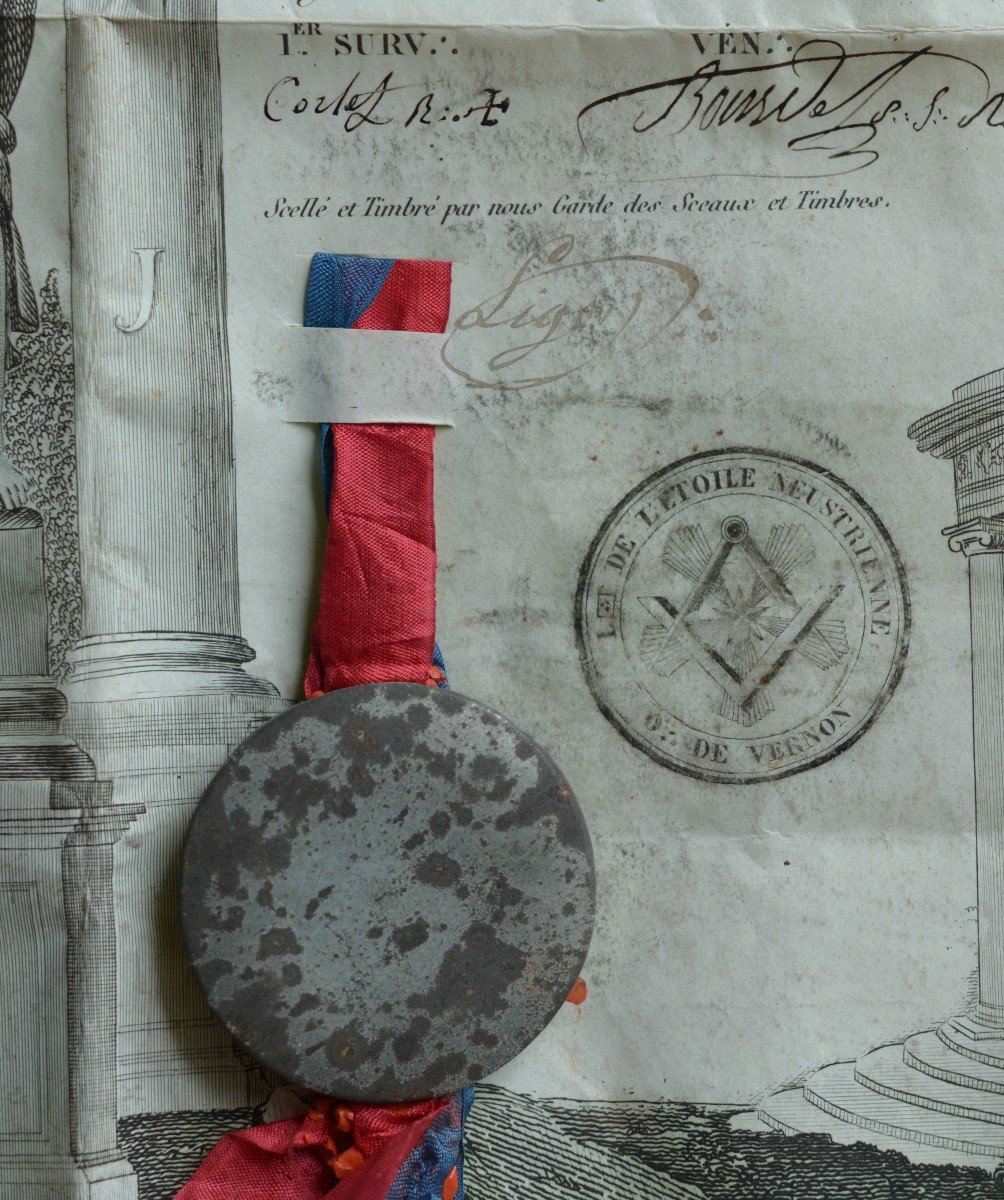 Certificat du Grand Orient de France, 1839,  sur Velin-photo-3