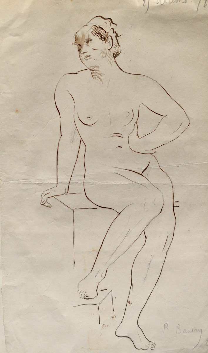 Paul Baudry, "Femme Nue Assise", Encre 1878-photo-1