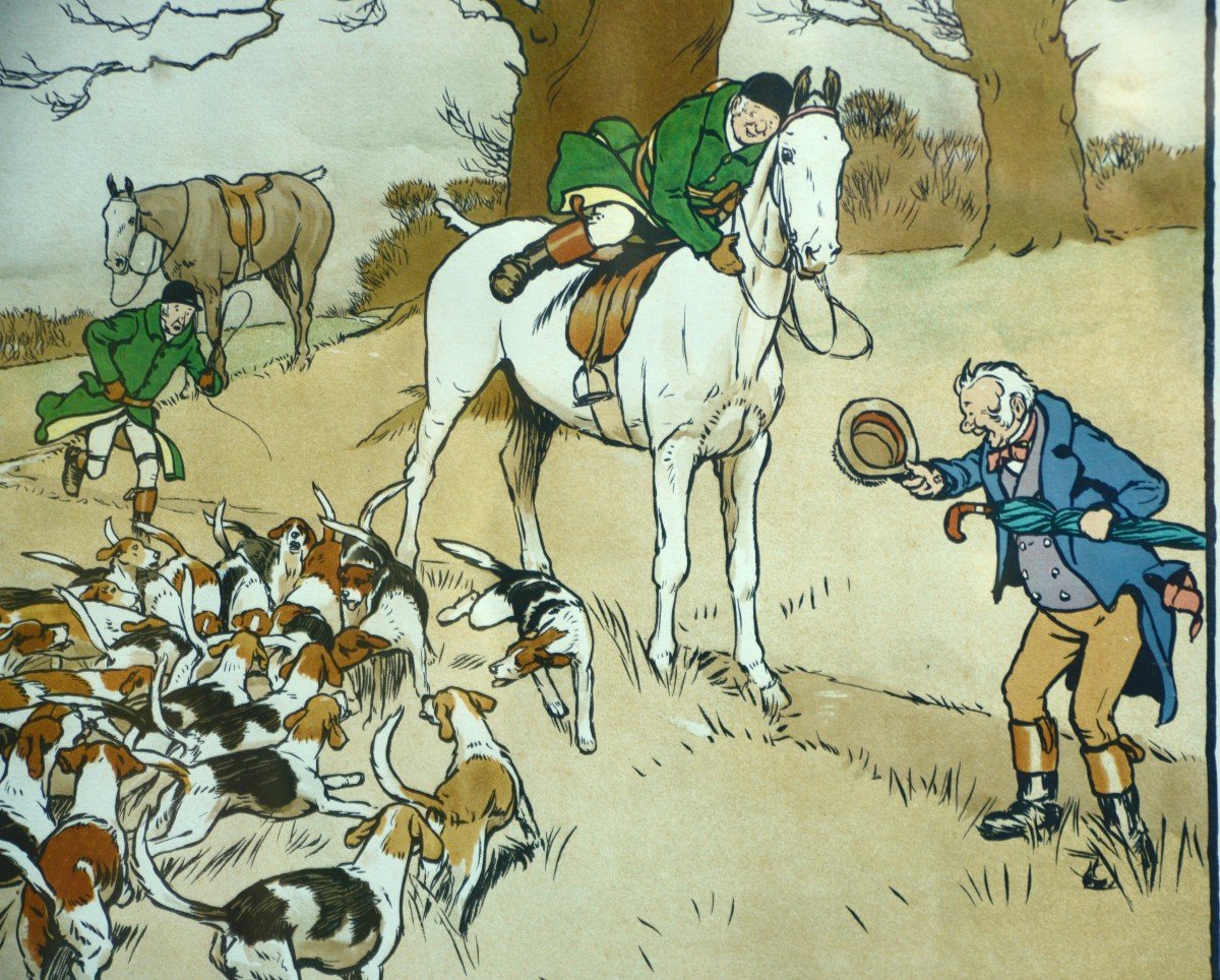 Cecil Aldin "who Whoop" From The Series "the Harefield Harriers" Lithograph-photo-2