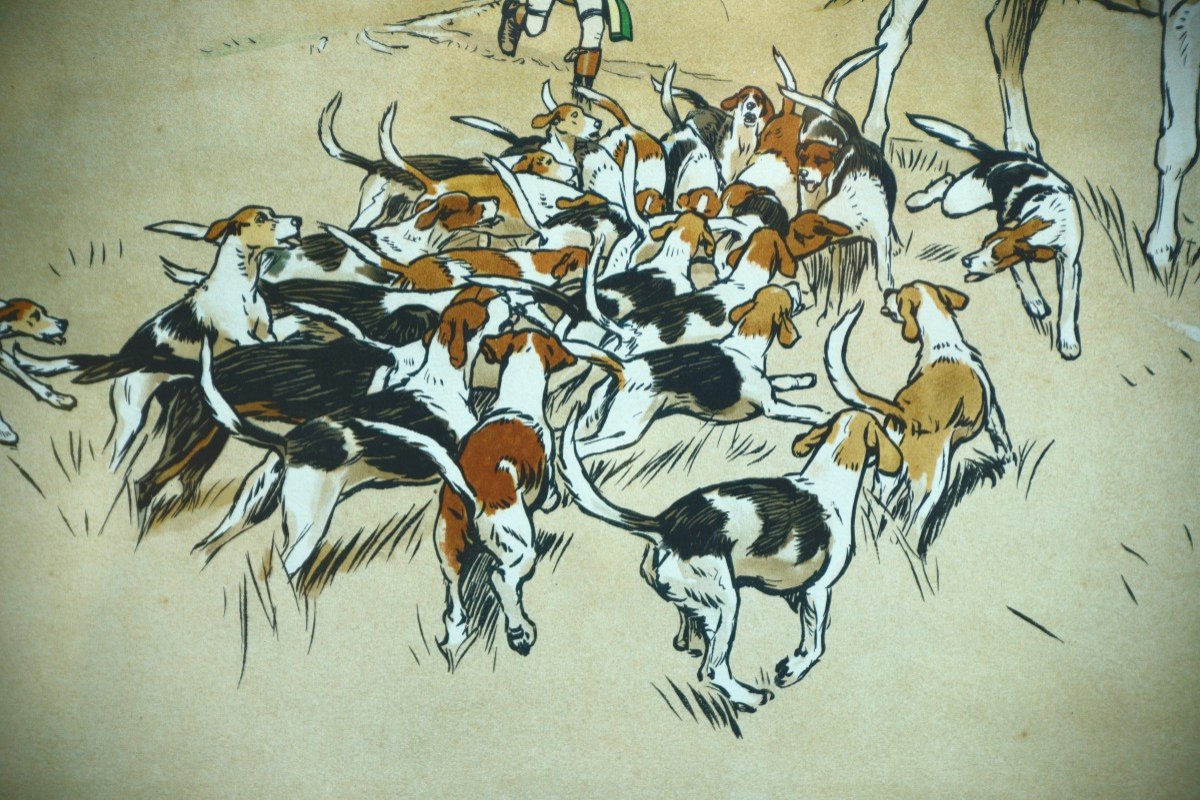 Cecil Aldin "who Whoop" From The Series "the Harefield Harriers" Lithograph-photo-3