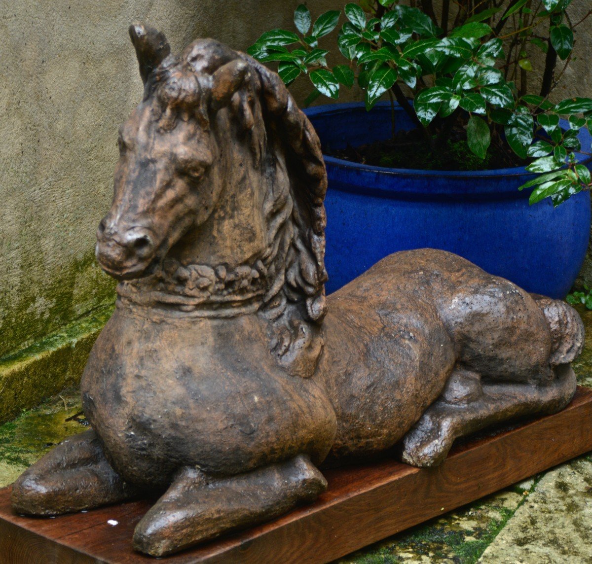 Paire de Chevaux Couchés de Perron-photo-3