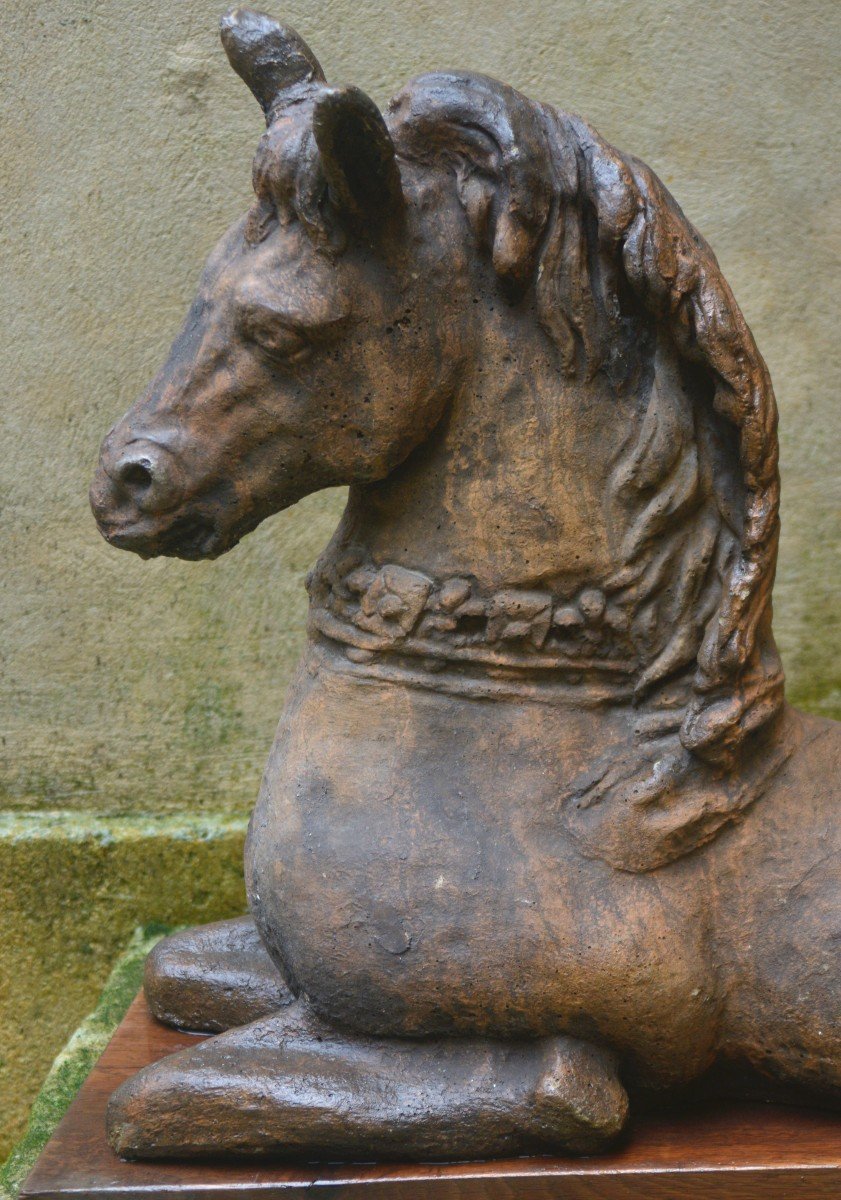 Paire de Chevaux Couchés de Perron-photo-1