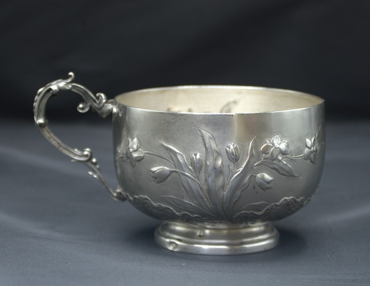 Tasse Art Nouveau En Argent, Vers 1900-photo-2