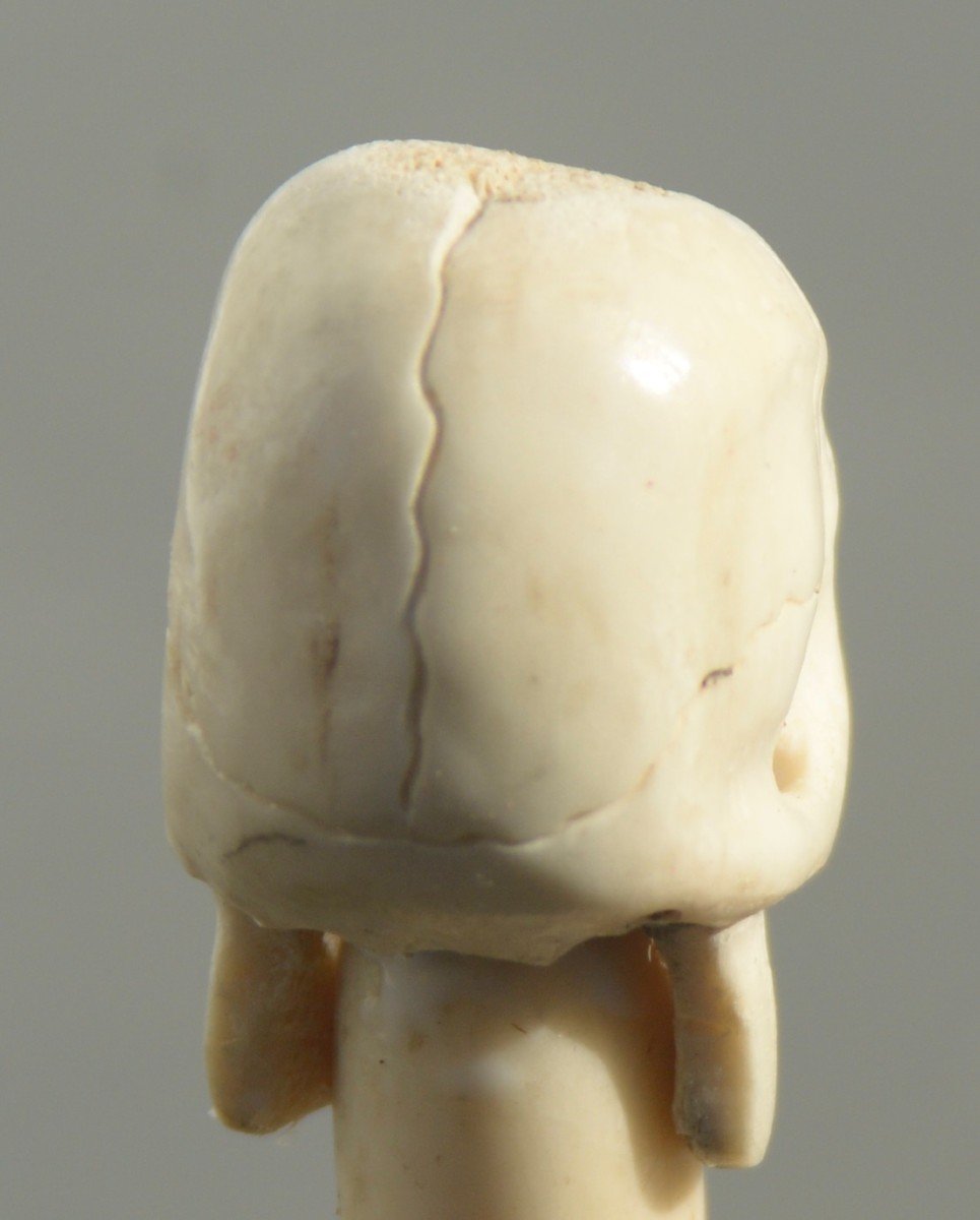 Vanitas Mémento Mori Crâne Sculpté en Os XIXème-photo-1