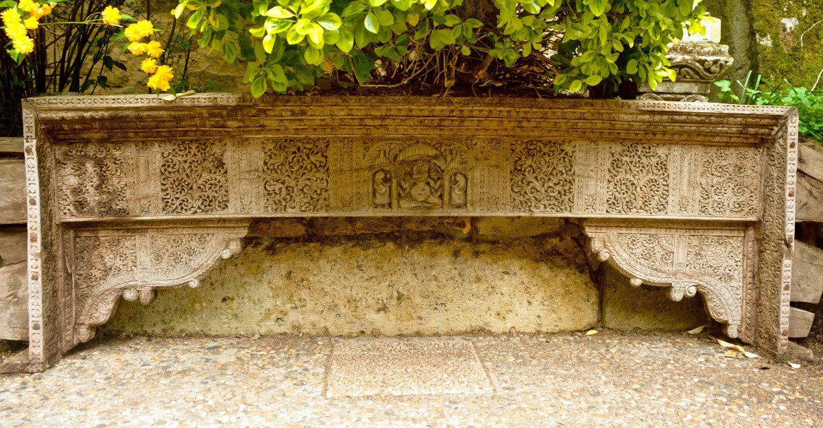 Large Lintel With Its Carved Wooden Corbels, India 19th
