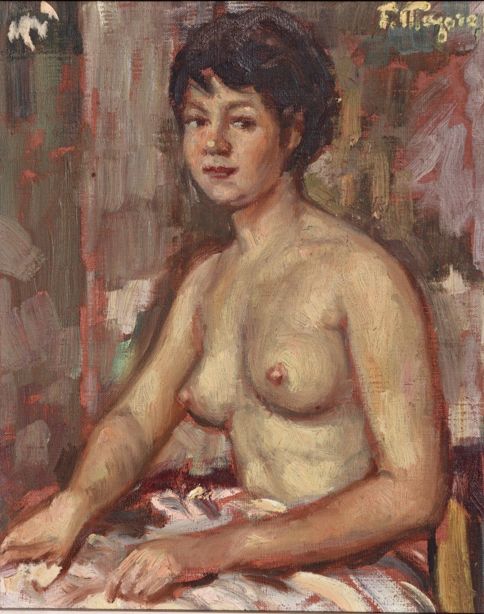 Fernand Majorel "Jeune Femme Nue"huile sur Toile vers 1950-photo-2