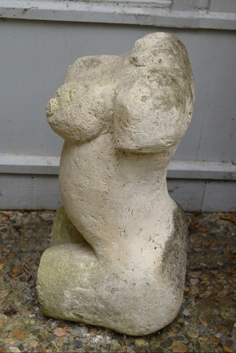 "femme Tronc" Sculpture En Pierre Vers 1950-photo-4
