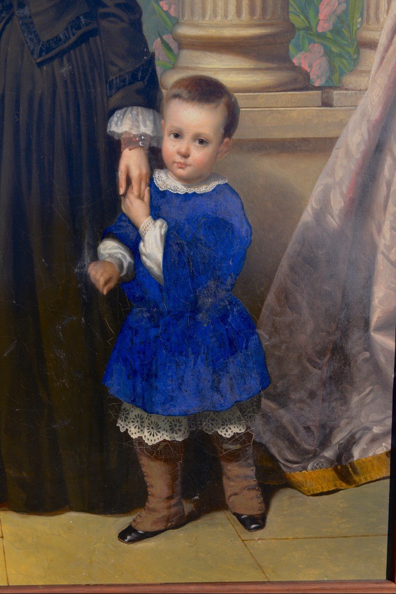 Mathias Leiendecker (1822 - 1871) "mother And Son" Oil On Canvas 1852-photo-2