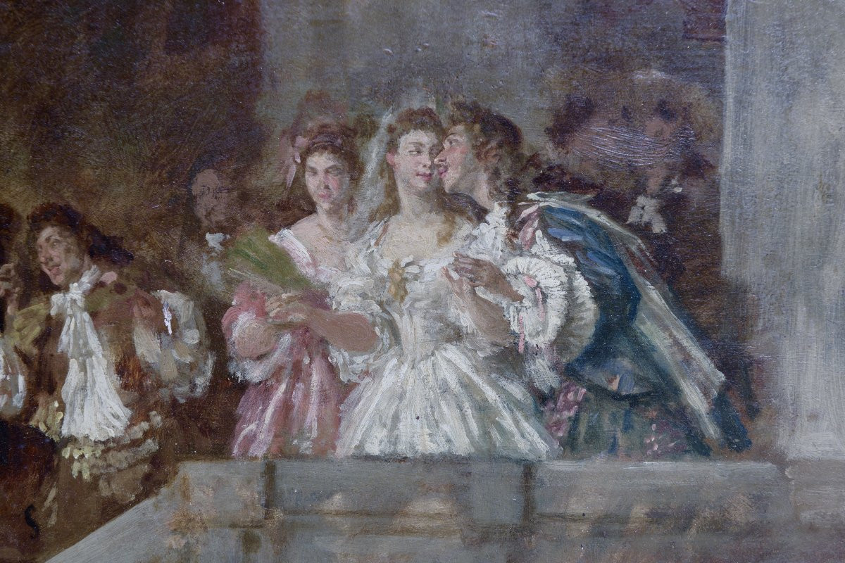 Louis Georges Brillouin "the Ball" Oil On Panel 19th-photo-3