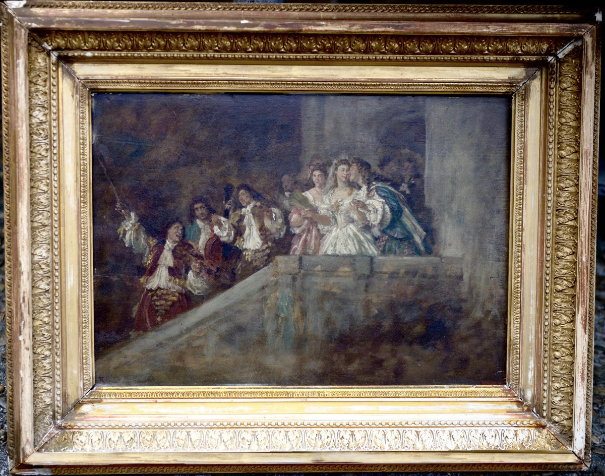 Louis Georges Brillouin "the Ball" Oil On Panel 19th