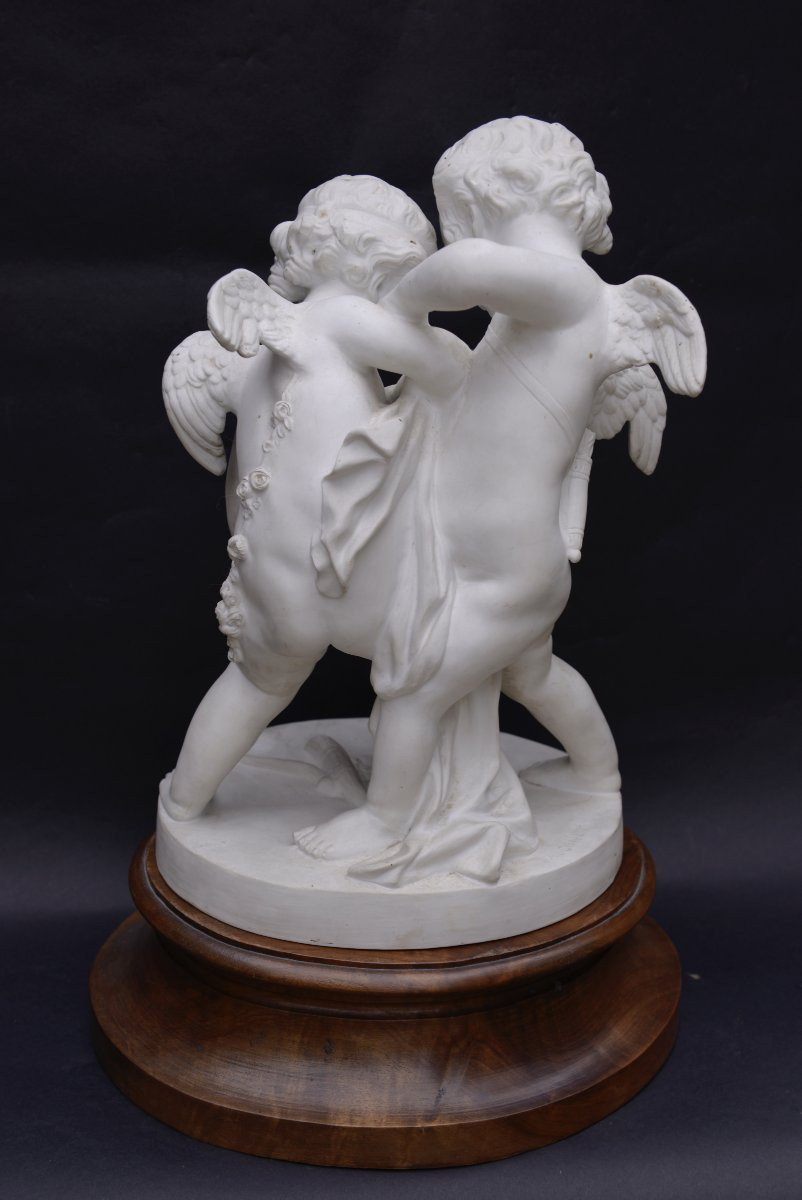Maurice Falconnet "Bataille pour l'Amour" Biscuit de Porcelaine XIXème-photo-3