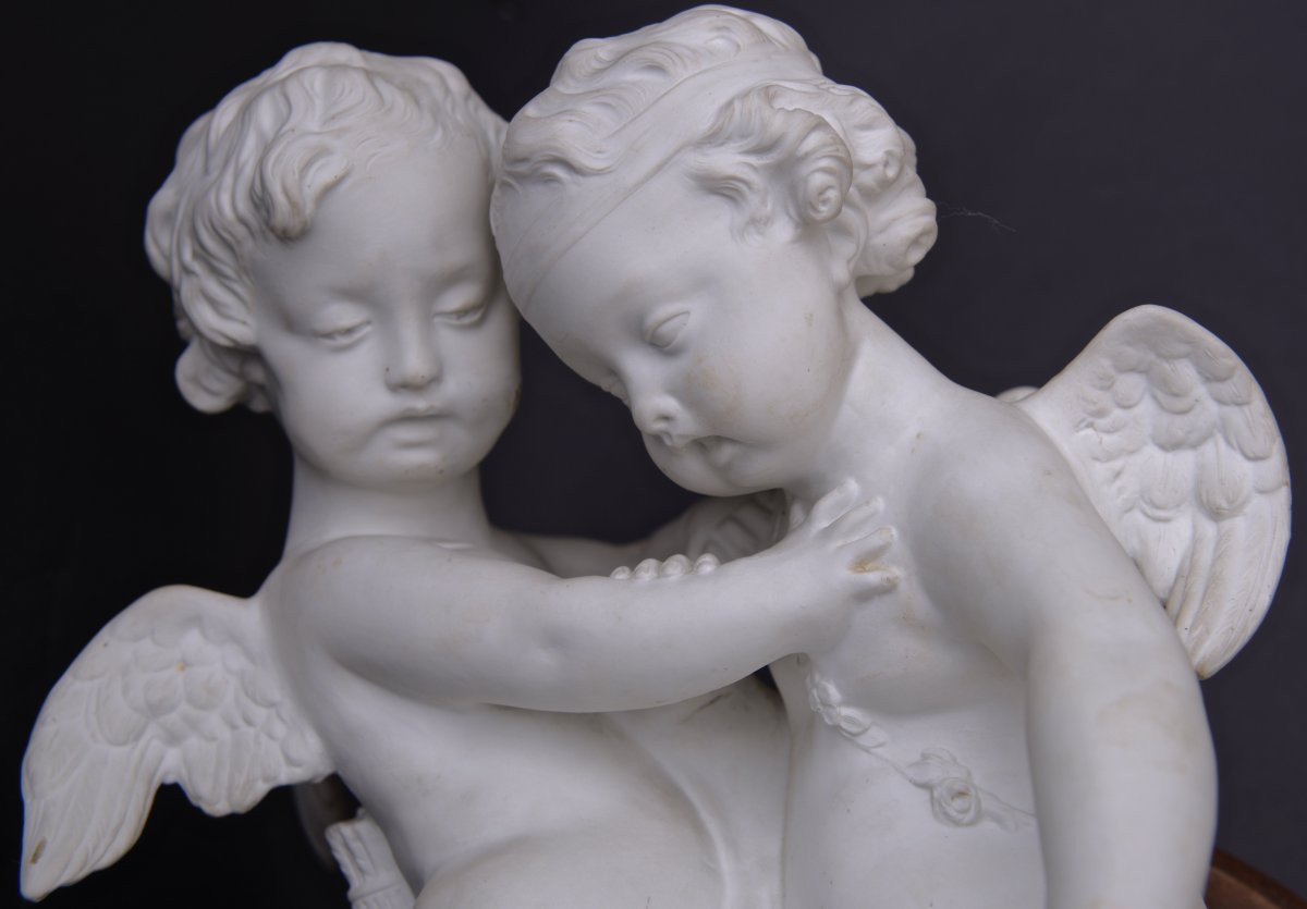 Maurice Falconnet "Bataille pour l'Amour" Biscuit de Porcelaine XIXème-photo-2