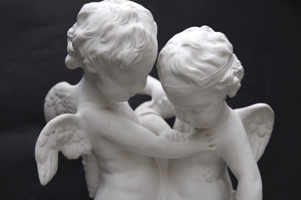 Maurice Falconnet "Bataille pour l'Amour" Biscuit de Porcelaine XIXème-photo-3
