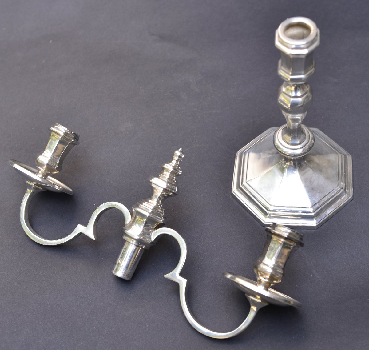 Paire de candélabres en argent massif, 1917, poids 1392gr-photo-4