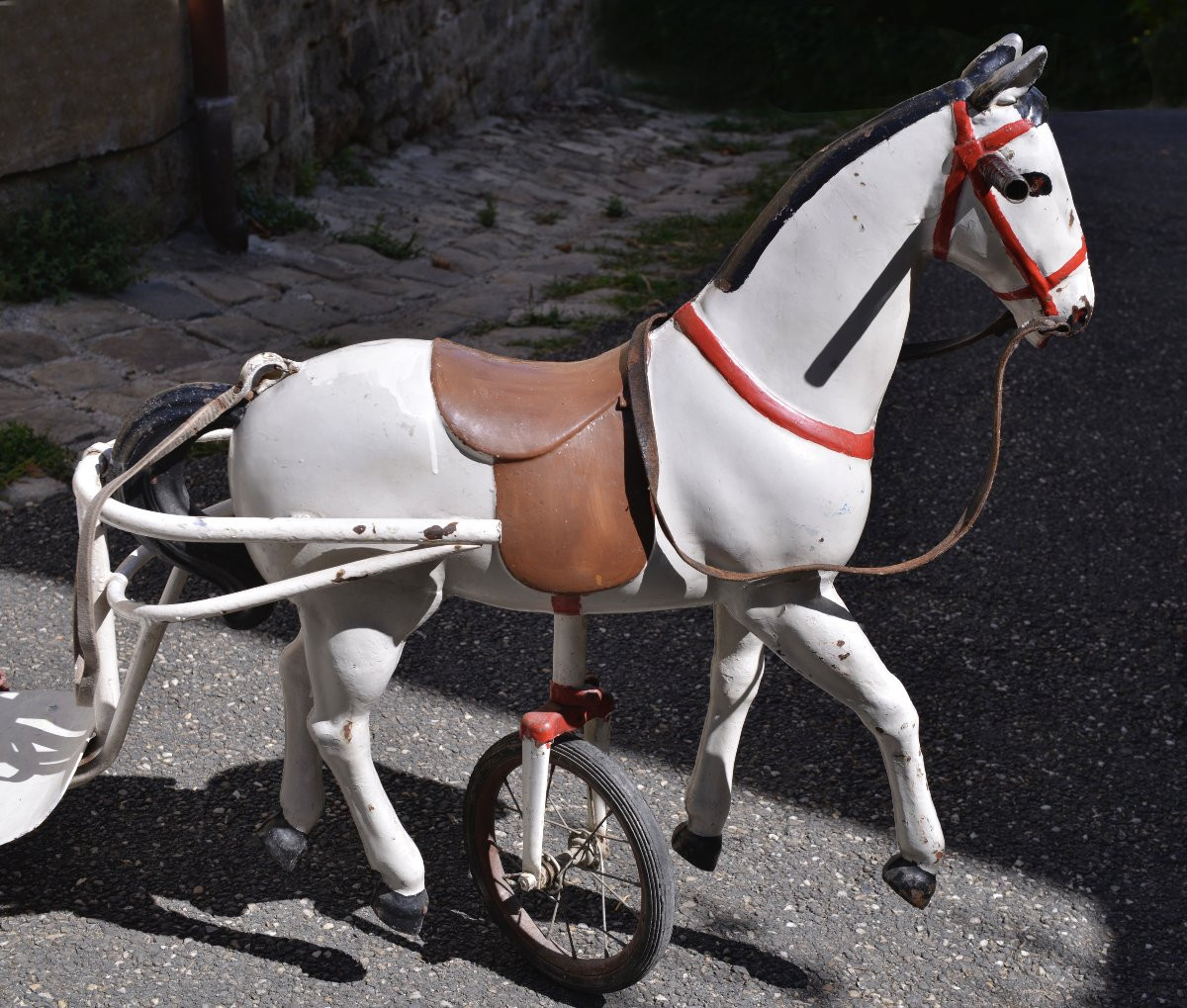 Horse And Sulky In Painted Tin, 1950-photo-4