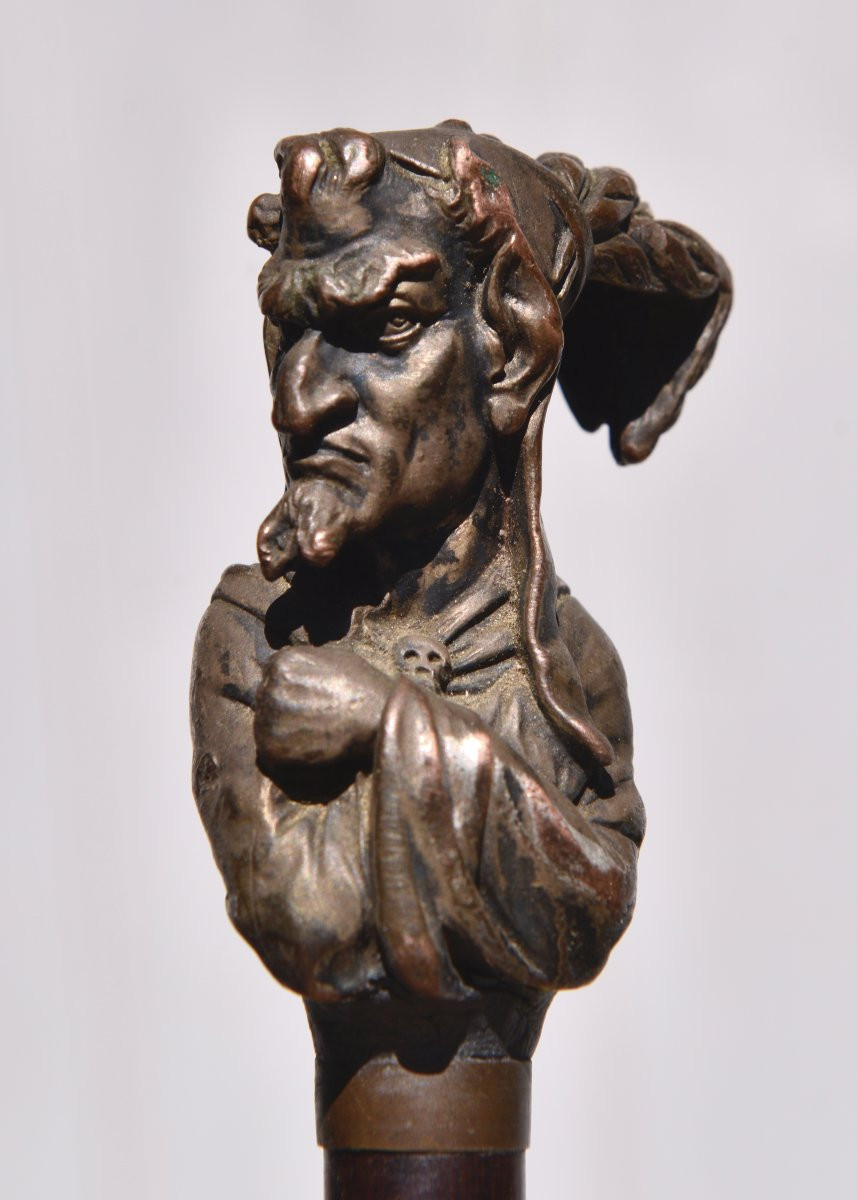 Bronze Mephistopheles On A Cane, 19th Century-photo-3