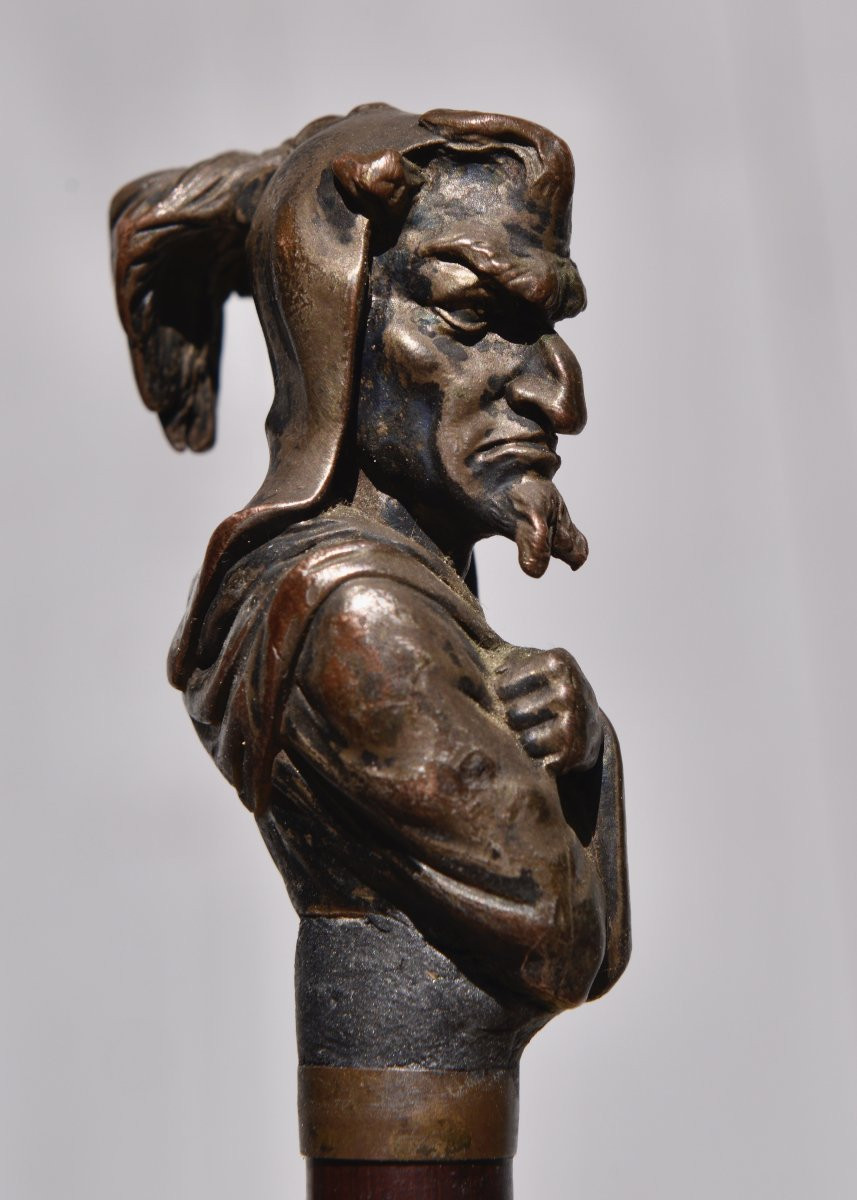 Bronze Mephistopheles On A Cane, 19th Century-photo-1