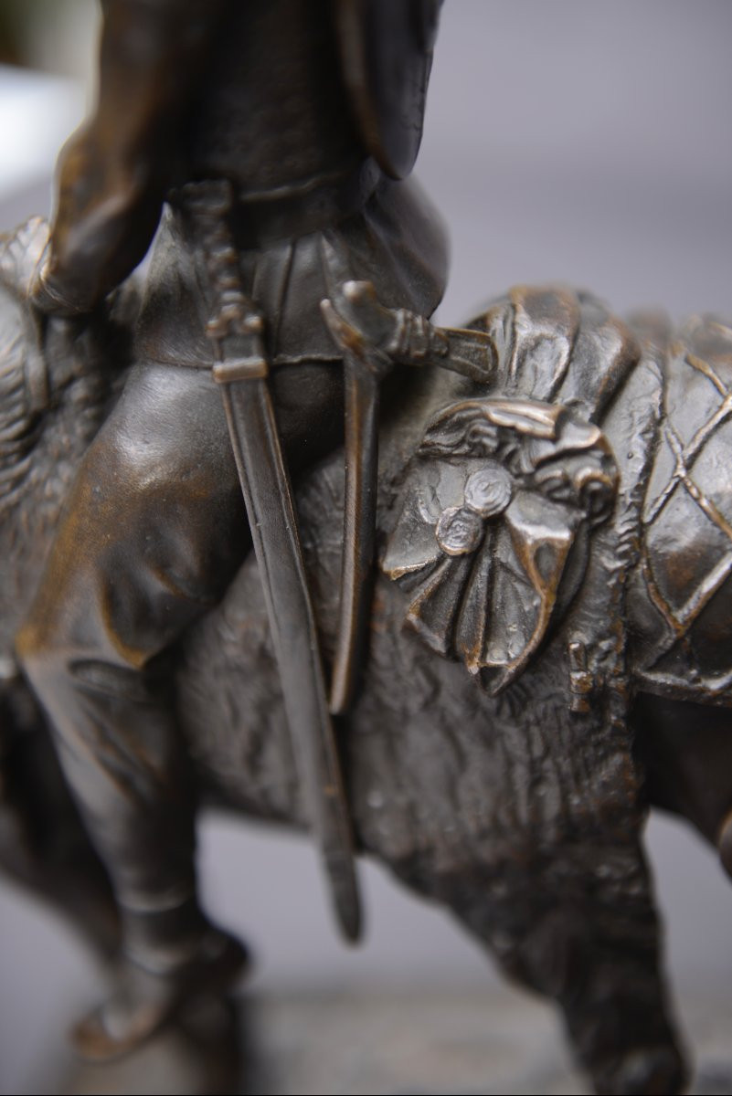 Gallic Horseman Or Chief On Horseback Bronze By Emmanuel Frémiet By Barbedienne, Late 19th Century-photo-1