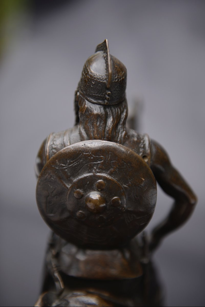 Gallic Horseman Or Chief On Horseback Bronze By Emmanuel Frémiet By Barbedienne, Late 19th Century-photo-2